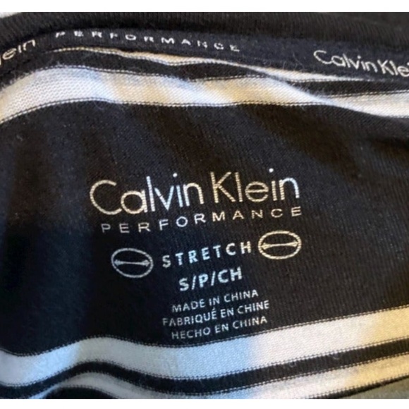 Calvin Klein Performance Black & White Stripe Hooded Top Small - Picture 2 of 6